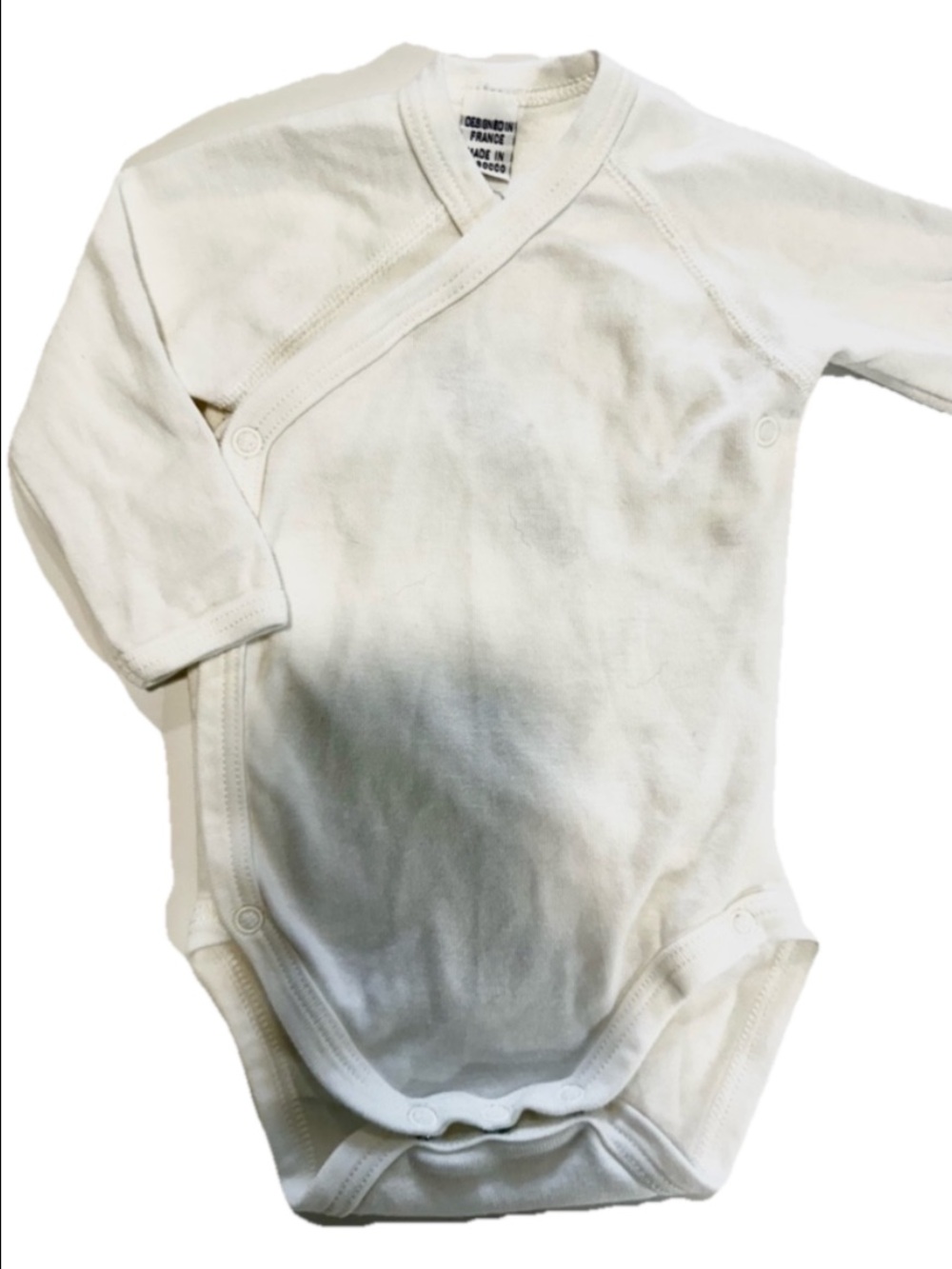 Petit Bateau White Long-Sleeve Wrap Baby Bodysuit